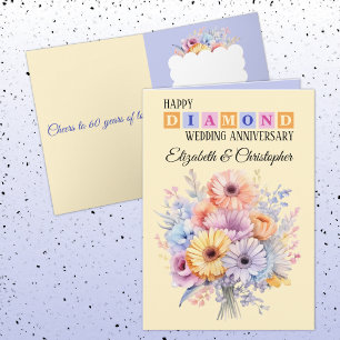 Cartão Feliz Aniversário do Diamond nomes flores
