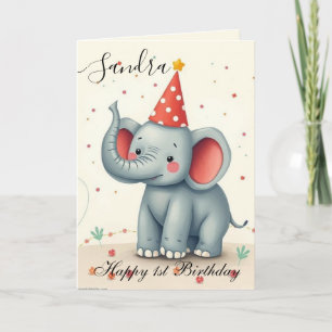 Cartão Feliz Aniversário do Elefante Engraçado