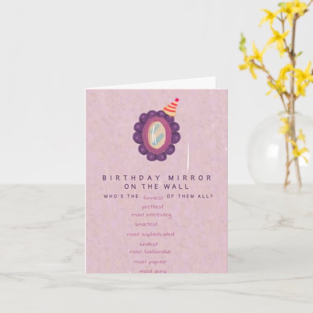 Cartão Feliz Aniversário do Espelho Espelho Piada Bonito  (Flor Amarela)