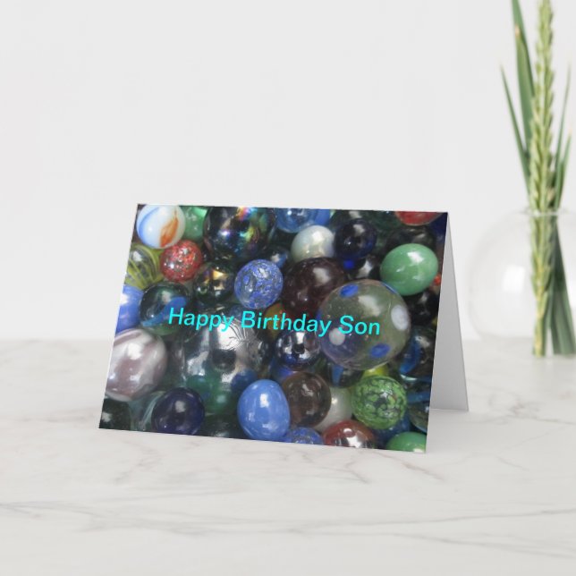 Cartão Feliz Aniversário do Filho Marbles (Frente)