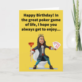 Cartão Feliz Aniversário do Funny Pun Royal Flush