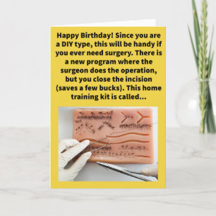 Cartão Feliz Aniversário do Funny Pun Suture