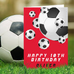 Cartão Feliz Aniversário do Futebol Ball Red Kids Boy<br><div class="desc">Futebol de futebol,  Red Kids Boy Feliz Cartão de Aniversário. Tantas bolas de futebol! Personalize com seu nome e faça um legal cartão de aniversário para um jogador de futebol ou fã de futebol.</div>
