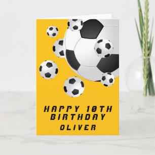 Cartão Feliz Aniversário do Garoto de Futebol Amarelo
