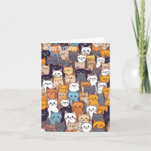Cartão Feliz aniversário do Gatinho