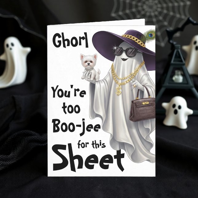 Cartão Feliz Aniversário do Halloween Ghost Boo Boujee (Halloween Ghost Boo Boujee Women Happy Birthday Card
)