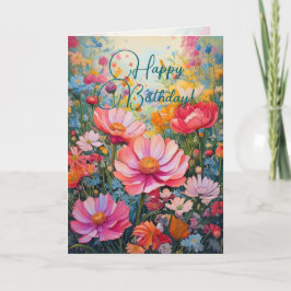 Cartão Feliz Aniversário do Jardim Romântico da Flor Rosa