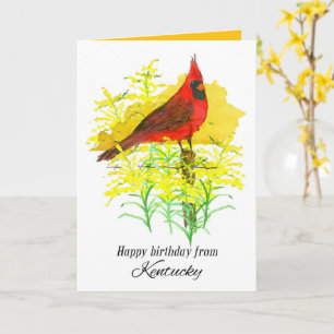 Cartão Feliz Aniversário do Kentucky Cardinal Goldenrod