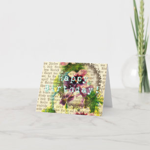 Cartão Feliz Aniversário do Manuscrito Alemão Pansy Coffe