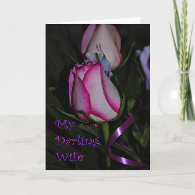 Cartão Feliz aniversário do marido para a esposa desejo d (Frente)