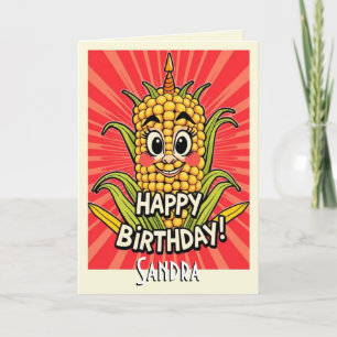 Cartão Feliz Aniversário do Milho Engraçado