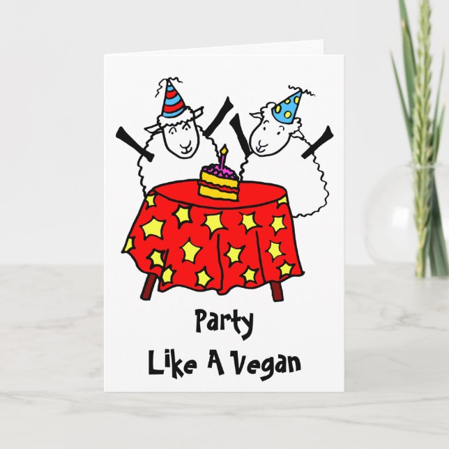 Cartão Feliz aniversário do Partido Vegan (Frente)