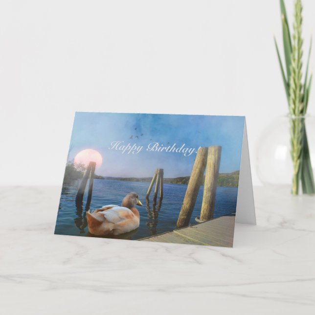 Cartão Feliz Aniversário do Pato Sunset! (Frente)