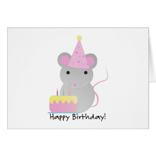 Cartão Feliz Aniversário do Rato de Partida Bonita