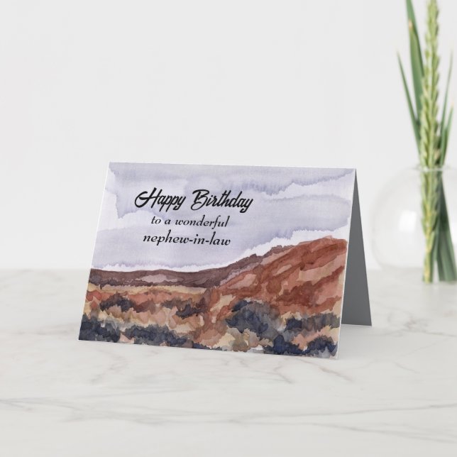 Cartão Feliz Aniversário Do Sobrinho No Deserto De Direit (Frente)