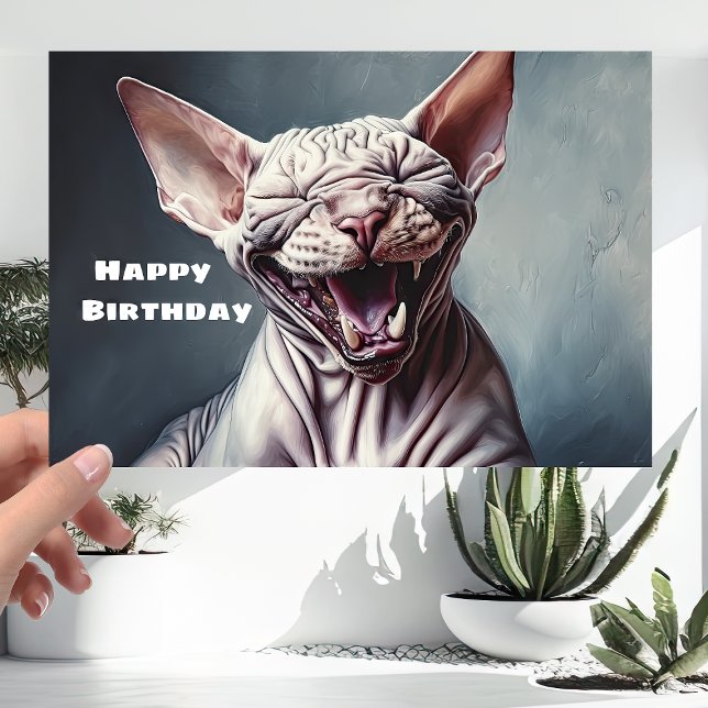 Cartão Feliz Aniversário do Sphynx Pussy (Criador carregado)