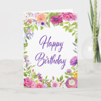 Feliz Aniversário do Verão Floral Rosa Puro