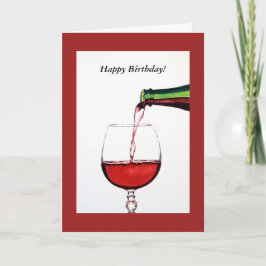 Cartão Feliz Aniversário do Vinho Vermelho