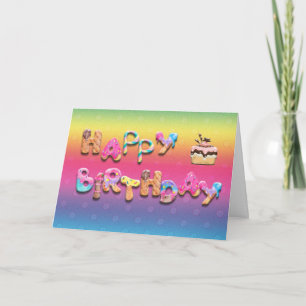 Cartão Feliz Aniversário Doce Trata Texto Personalizado