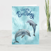 Feliz Aniversário, Dolphin Watercolor