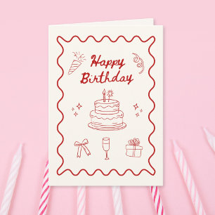 Cartão Feliz Aniversário Doodle Folheie