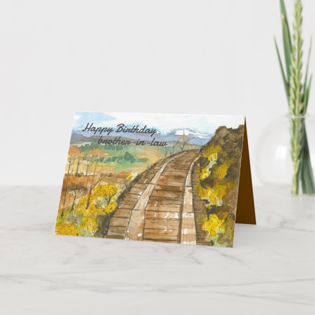 Cartão Feliz Aniversário dos Caminhos-de-Ferro Irmão em D (Frente)