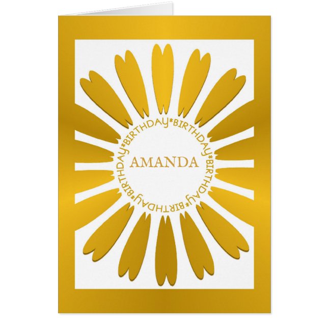 Cartão Feliz aniversário, Dourado Design (Frente)