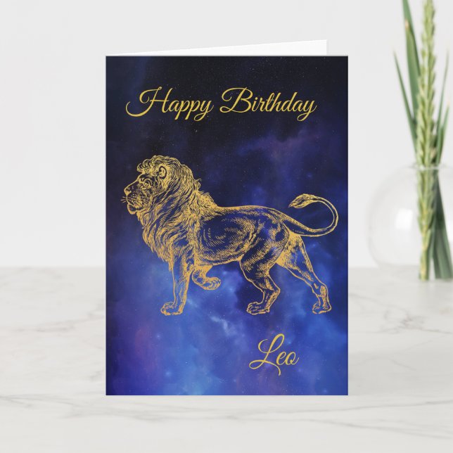 Cart o Feliz Anivers rio Dourado Leo Zodiac Horoscope Neb