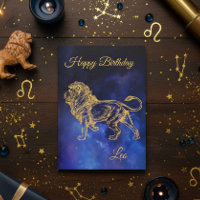 Feliz Aniversário Dourado Leo Zodiac Horoscope Neb