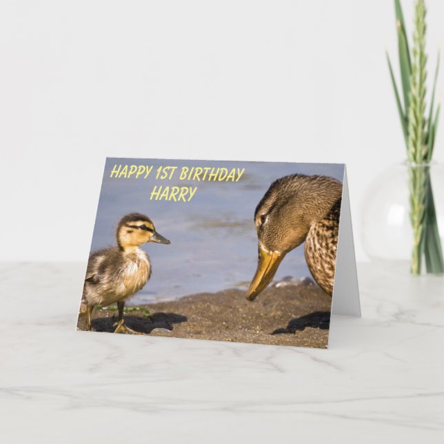 Cartão Feliz Aniversário Ducking e Mãe Personalizada (Frente)