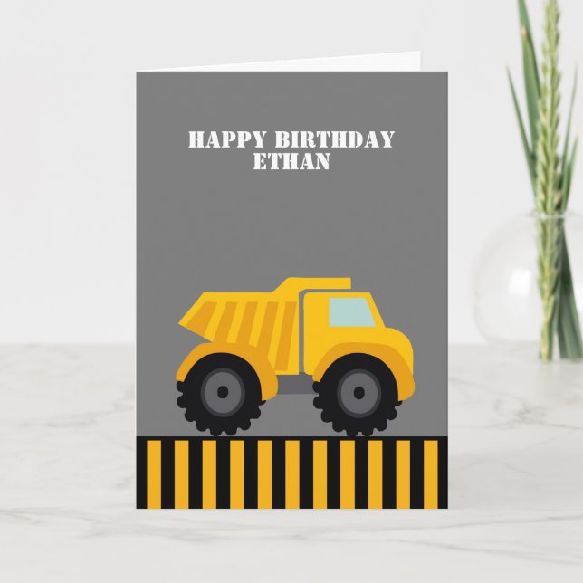 Cartão Feliz Aniversário Dump Truck First Card (Frente)