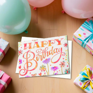 Cartão Feliz aniversário e doce Floral
