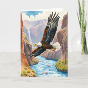 Cartão Feliz aniversário   Eagle Soaring over Canyon