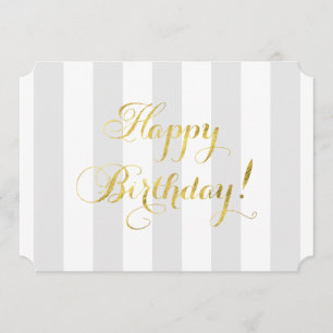 Cartão Feliz Aniversário Elegante / Folha de Ouro
