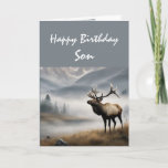 Cartão Feliz Aniversário Elk Son que é excepcional<br><div class="desc">Feliz Elk de Aniversário,  sozinho num campo Excelente Filho,  Complementar mas com senso de humor</div>