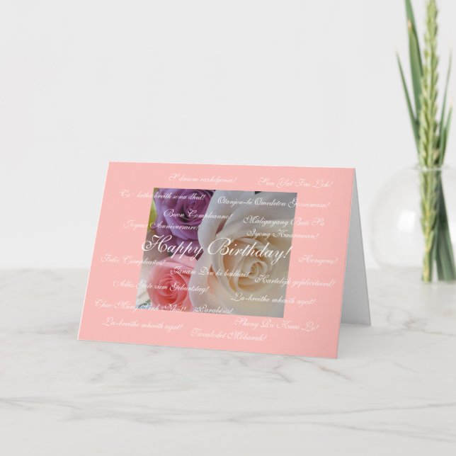 Cartão Feliz aniversário em muitas línguas (Frente)