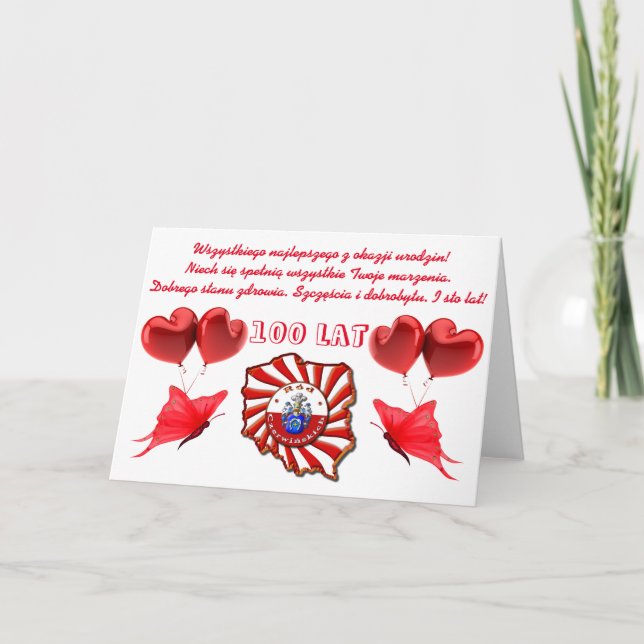 Cartão Feliz aniversário em polonês (Frente)