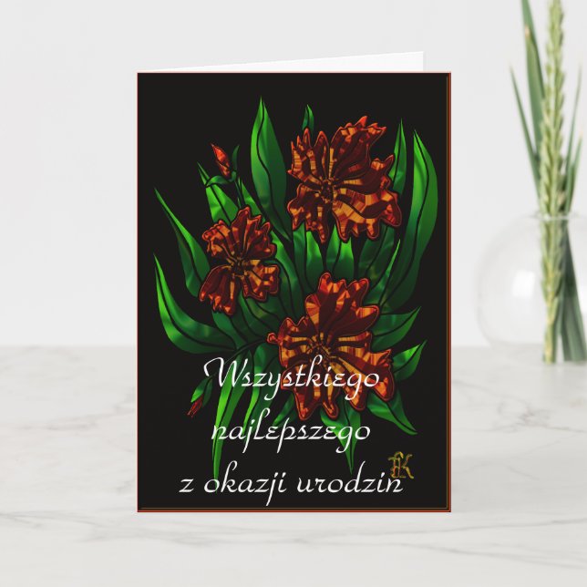 Cartão Feliz aniversário em polonês (Frente)