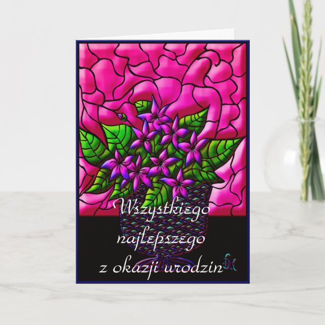 Cartão Feliz aniversário em polonês (Frente)