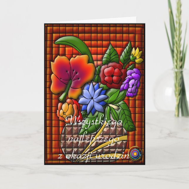 Cartão Feliz aniversário em polonês (Frente)