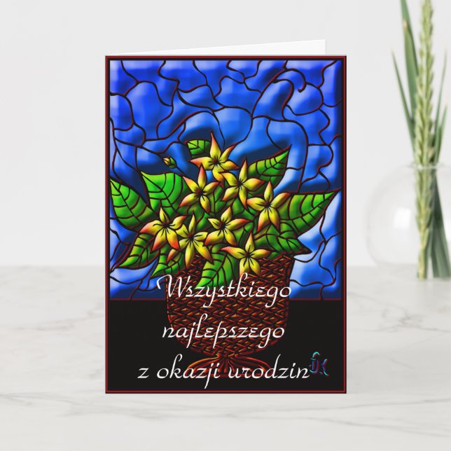 Cartão Feliz aniversário em polonês (Frente)