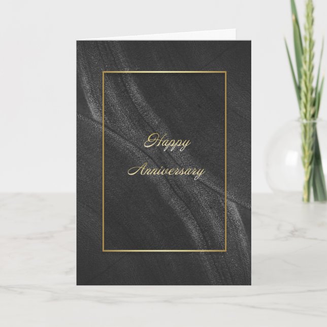 Cartão Feliz Aniversário em Preto Básico (Frente)