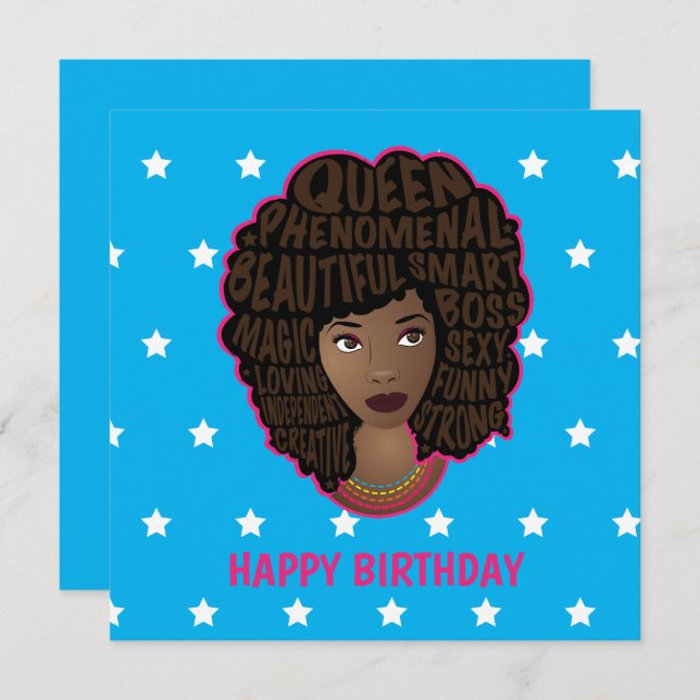 Cartão Feliz Aniversário, Encorajando as mulheres negras  (Frente/Verso)