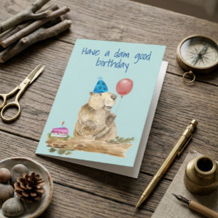 Cartão Feliz Aniversário Engraçado Beaver