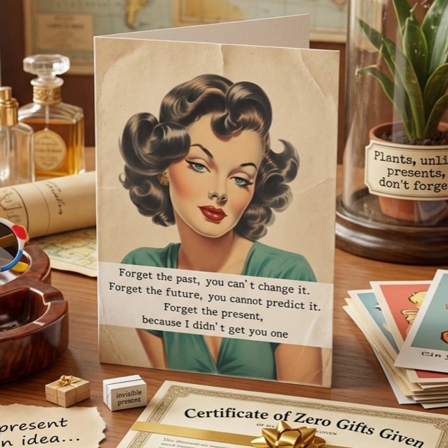 Cartão Feliz Aniversário Engraçado Dizendo Mulher Retro (Criador carregado)