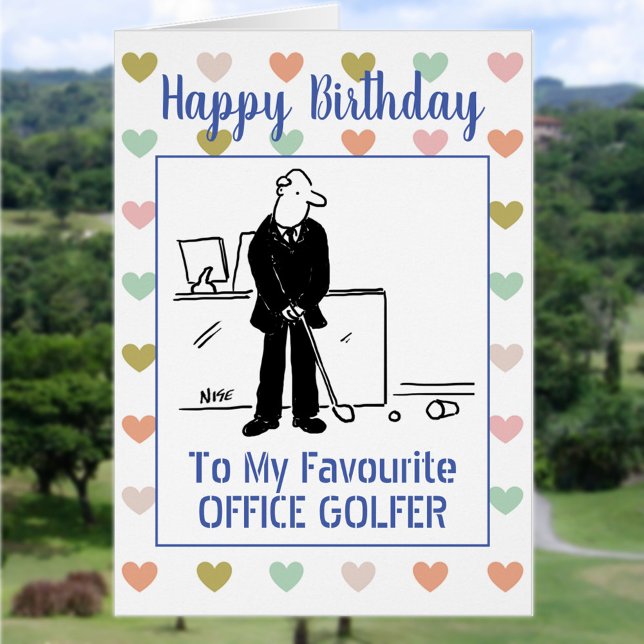 Cartão Feliz Aniversário Escritório Golfer (Criador carregado)