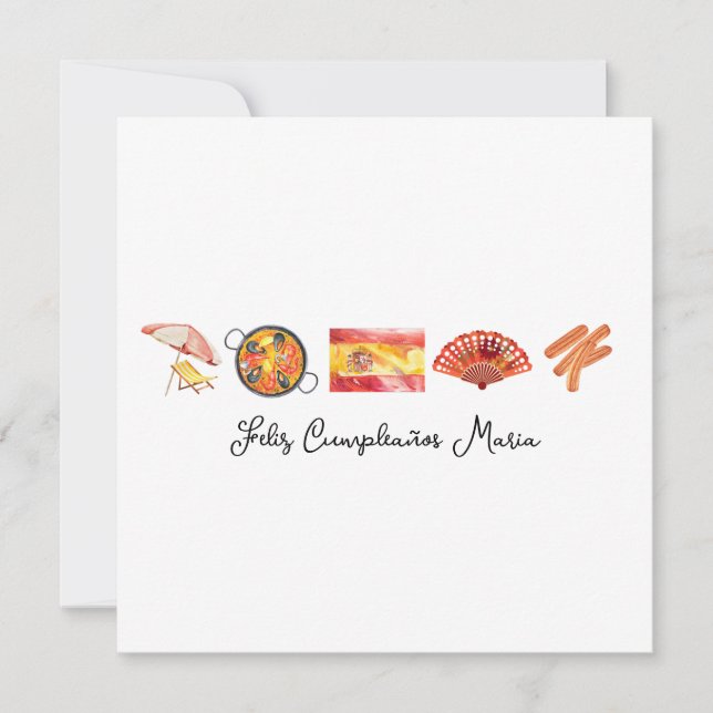 Cartão Feliz Aniversário Espanhol, Espanha Feliz Cumpleañ (Frente)