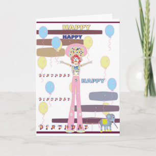 Cartão Feliz Aniversário Estilo de Circo