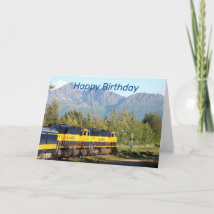 Cartão Feliz Aniversário: Estrada-de-Ferro do Alasca e mo