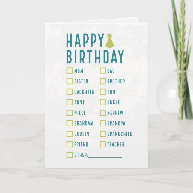 Cartão Feliz Aniversário... Eu comprei isto em massa (Frente)